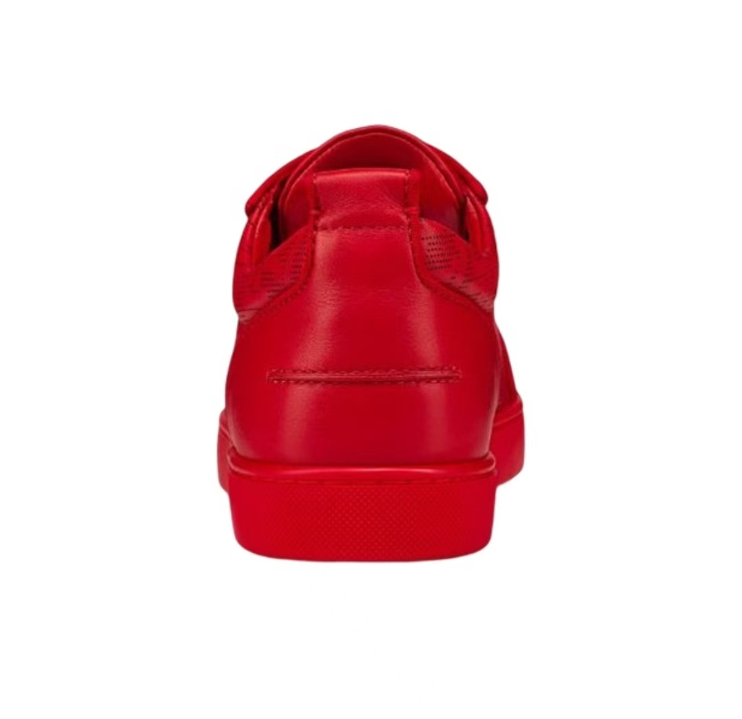 Christian Louboutin Louis Junior Spikes Cap Toe Leather Sneakers Red