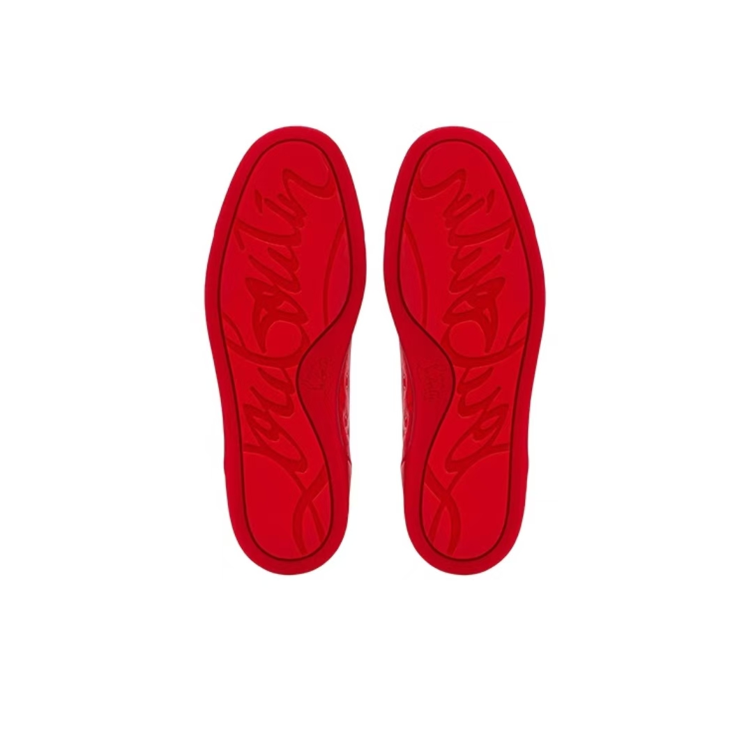 Christian Louboutin Louis Junior Spikes Cap Toe Leather Sneakers Red
