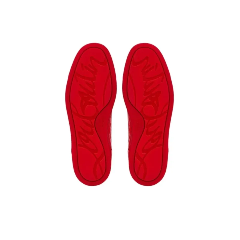 Christian Louboutin Louis Junior Spikes Cap Toe Leather Sneakers Red