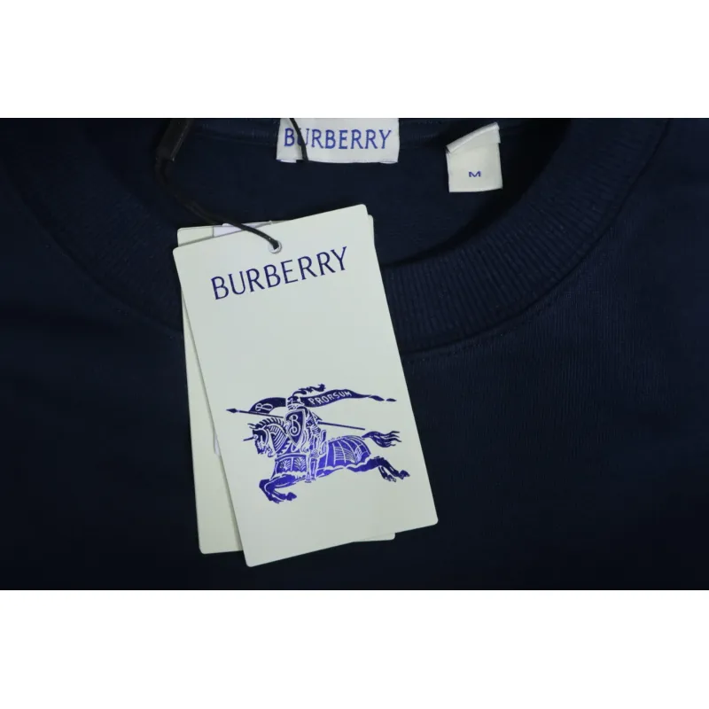 Burberry BBR 24Fw Oak Horse Embroidery Navy Blue Crewneck Sweatshirt