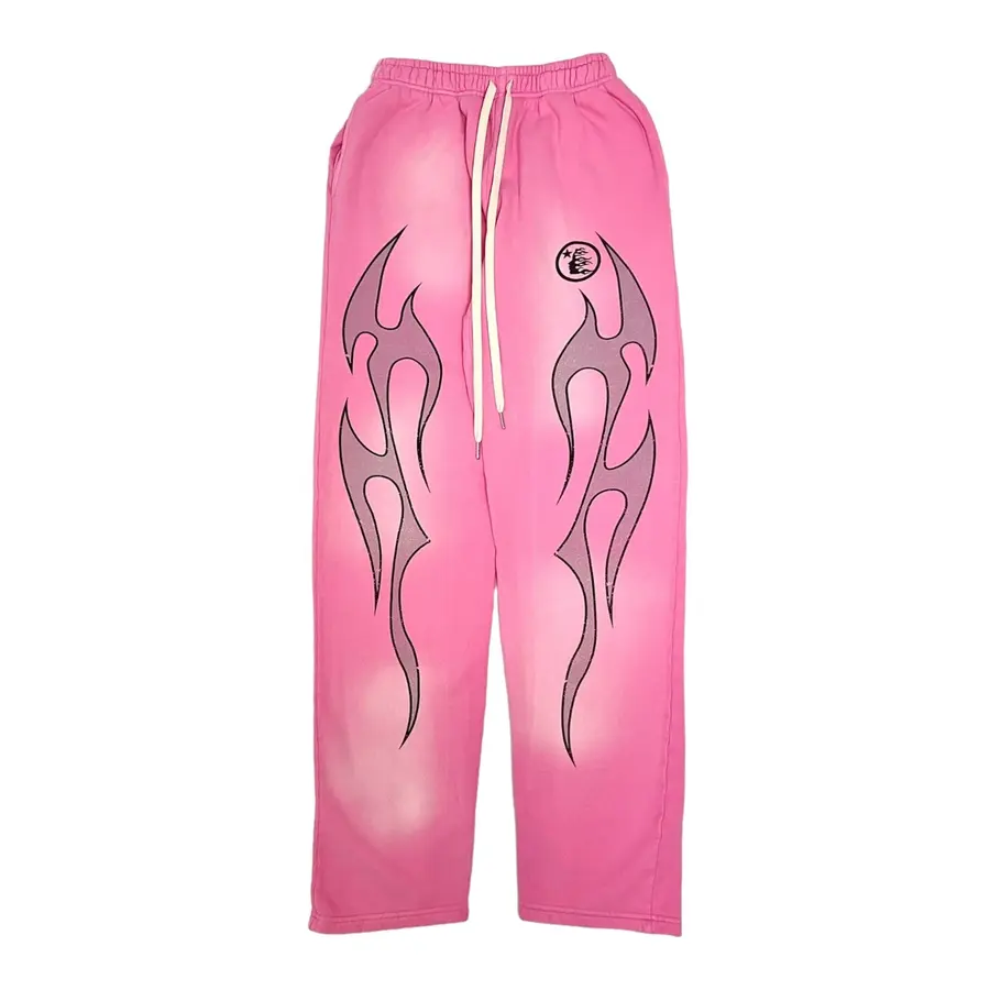 HELLSTAR Flame Sweatpants Pink Grey