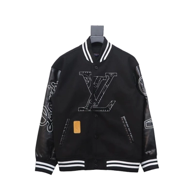 Louis Vuitton x NBA Leather Basketball Jacket Black 01