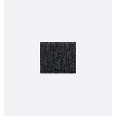 Dior Oblique Jacquard Compact Wallet Black 01