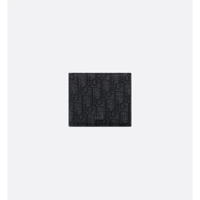 Dior Oblique Jacquard Compact Wallet Black 01