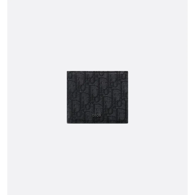 Dior Oblique Jacquard Compact Wallet Black