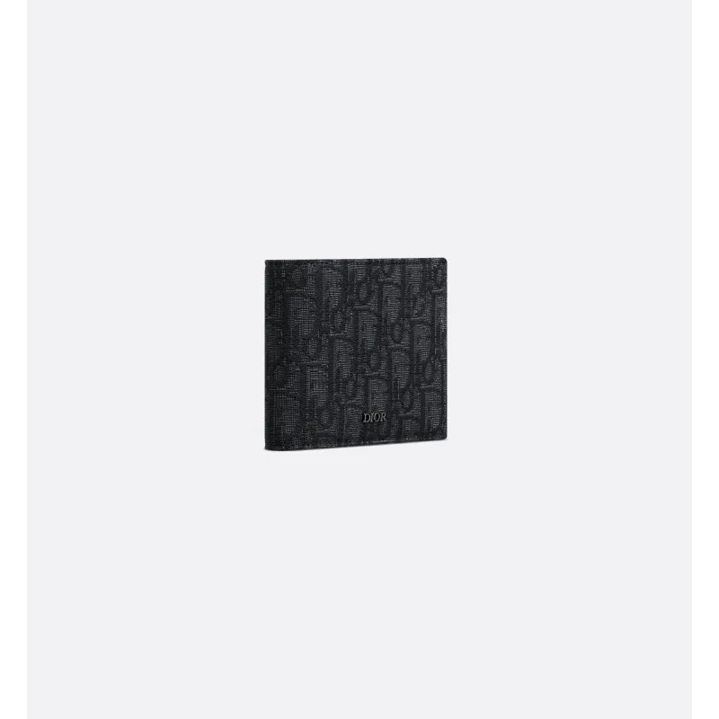 Dior Oblique Jacquard Compact Wallet Black
