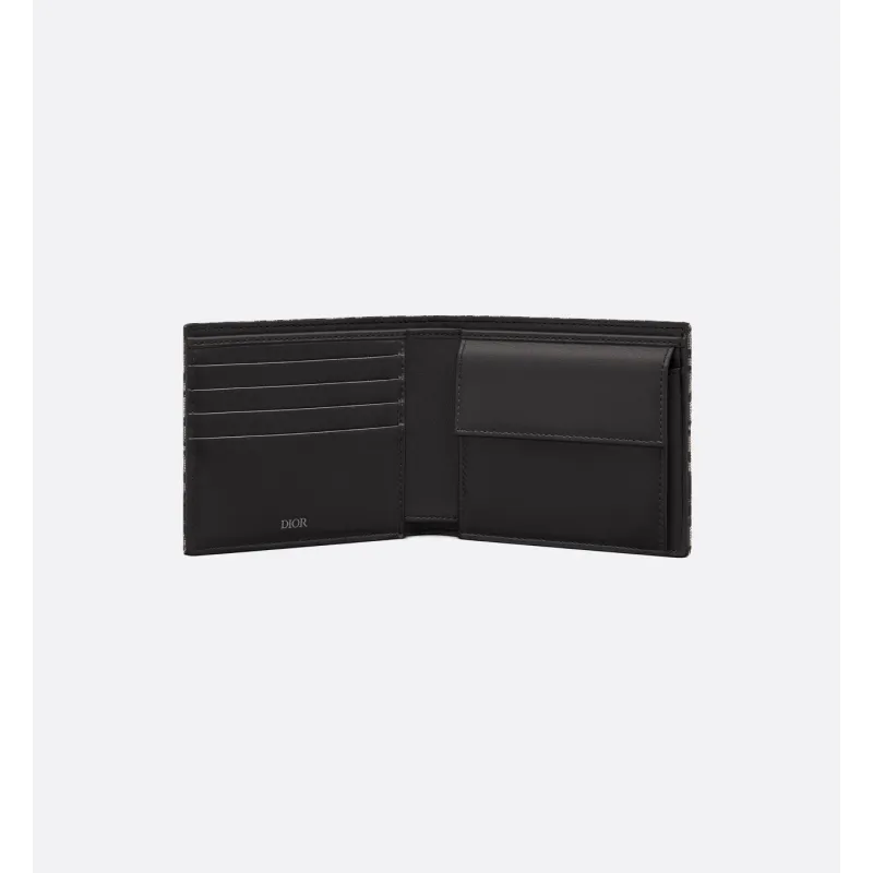 Dior Oblique Jacquard Compact Wallet Black