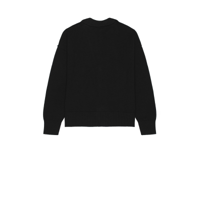 AMI Paris  Monogram Wool Cardigan Black Red 02