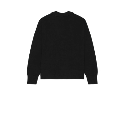 AMI Paris  Monogram Wool Cardigan Black Red 02