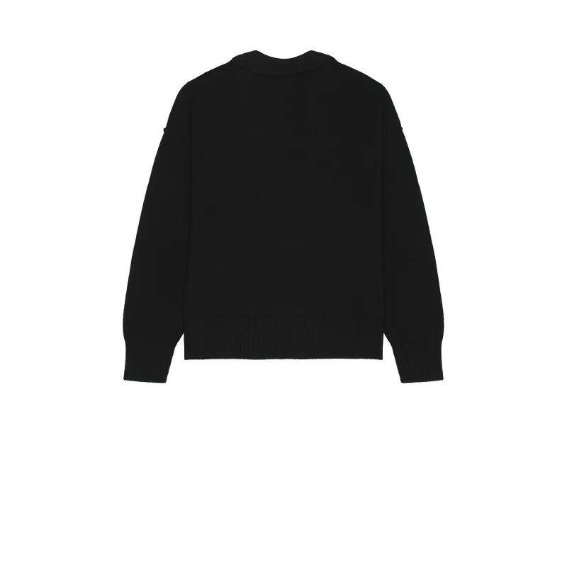 AMI Paris  Monogram Wool Cardigan Black Red