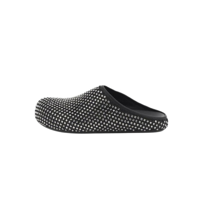 Marni Calfskin Fussbett Sabot Black Leather with Rhinestones SBMR000600P639400N99 01