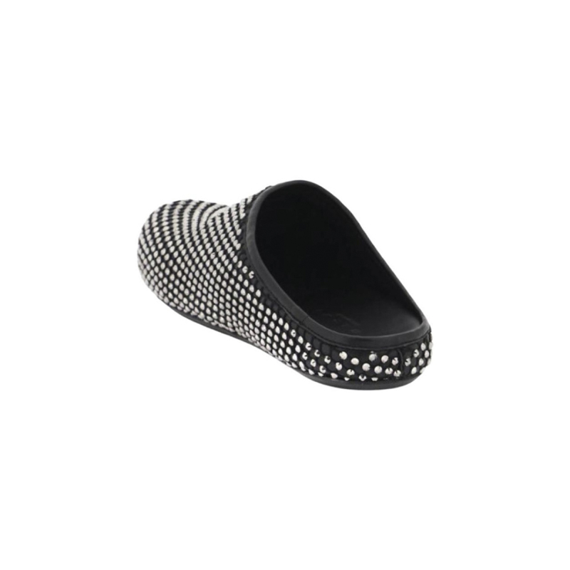 Marni Calfskin Fussbett Sabot Black Leather with Rhinestones SBMR000600P639400N99