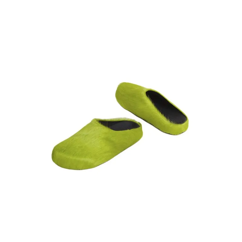Marni Long hair Calfskin Fussbett Sabot Green SBMR000600P412200V07