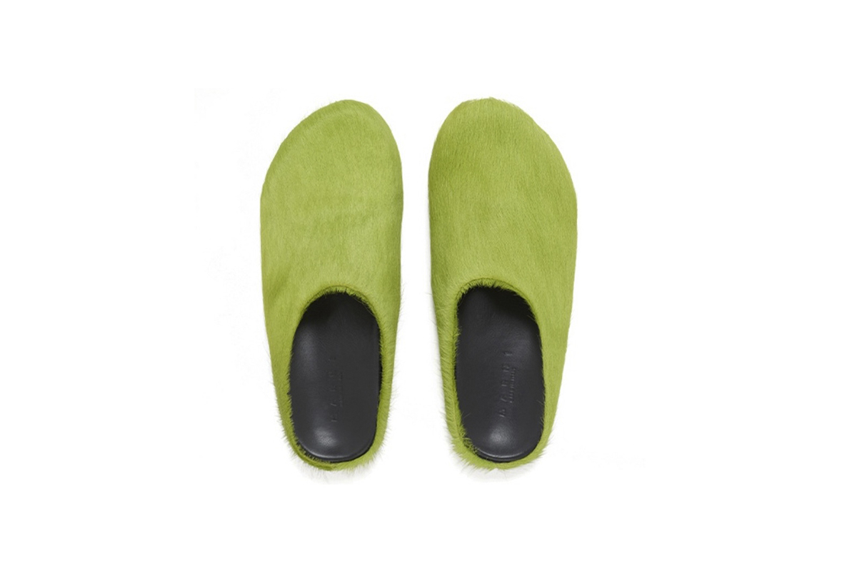 Marni Long hair Calfskin Fussbett Sabot Green SBMR000600P412200V07