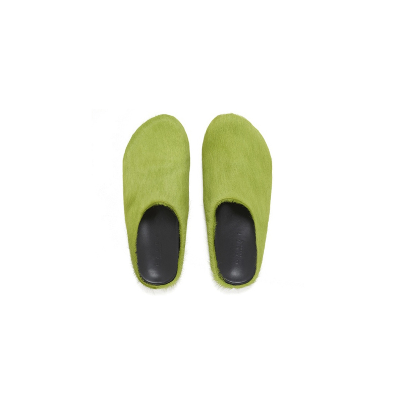 Marni Long hair Calfskin Fussbett Sabot Green SBMR000600P412200V07