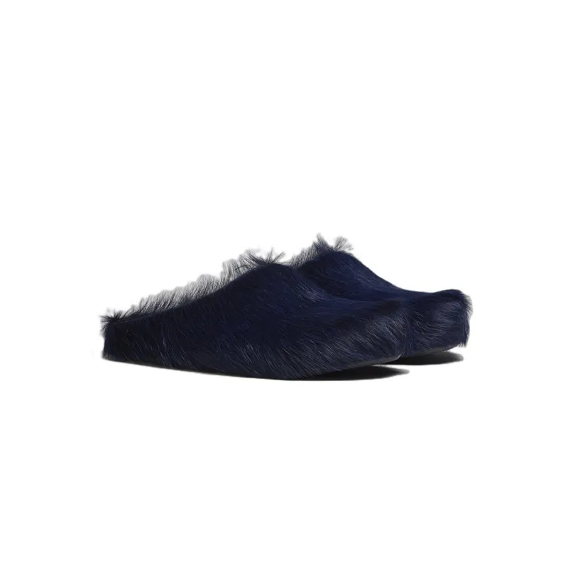 Marni Long hair Calfskin Fussbett Sabot Navy SBMR000600P412200B84