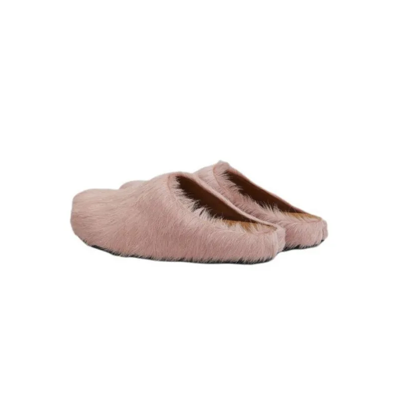 Marni Long hair Calfskin Fussbett Sabot Pink SBMS004601P412200C29