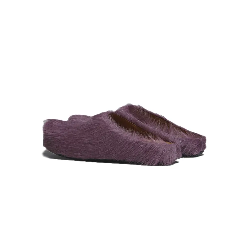 Marni Long hair Calfskin Fussbett Sabot Purple SBMS004601P412200C68