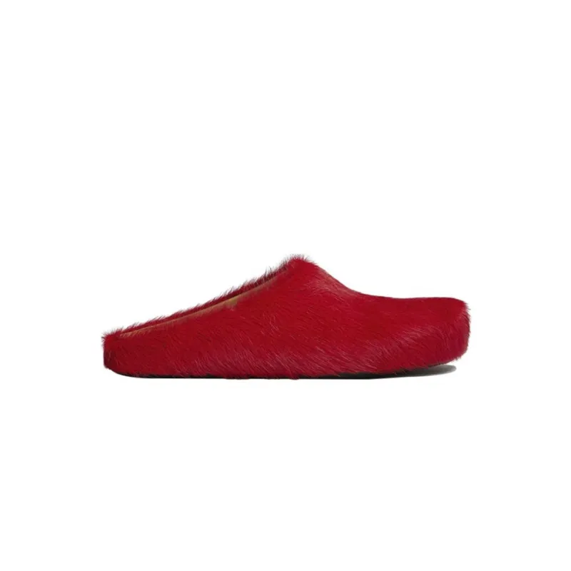 Marni Long hair Calfskin Fussbett Sabot Red SBMS004601P412200R66