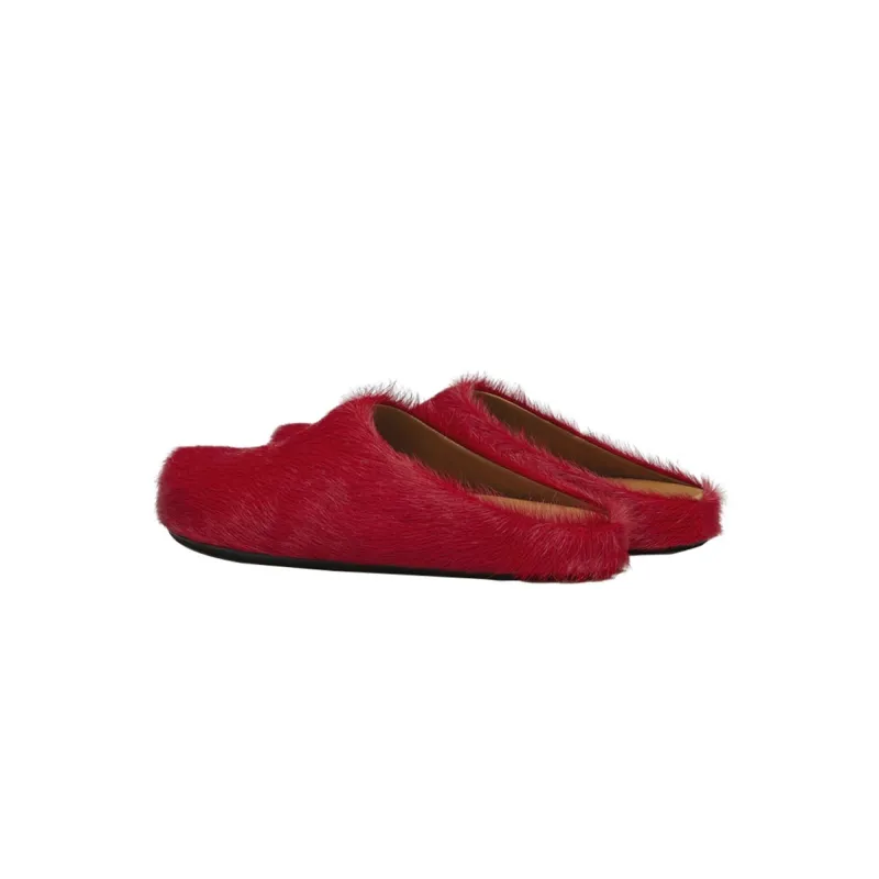 Marni Long hair Calfskin Fussbett Sabot Red SBMS004601P412200R66