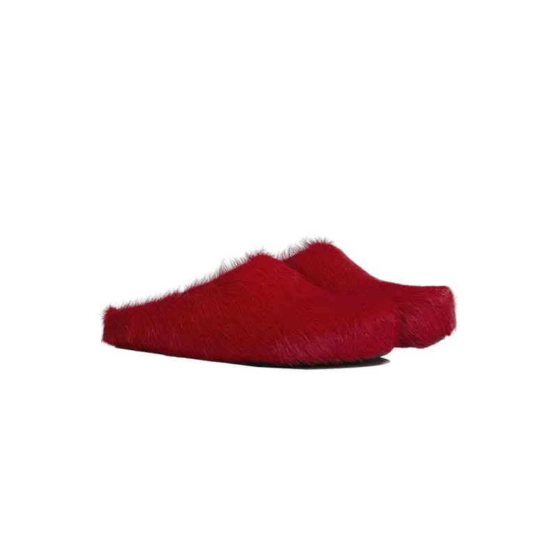 Marni Long hair Calfskin Fussbett Sabot Red SBMS004601P412200R66
