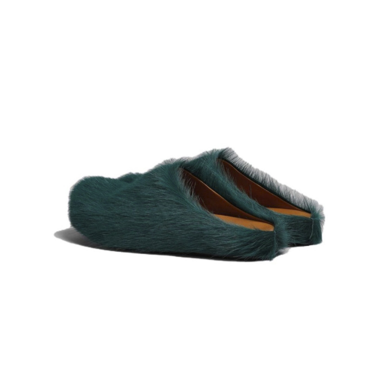 Marni Long hair Calfskin Fussbett Sabot Sea Green SBMR000600P412200V78