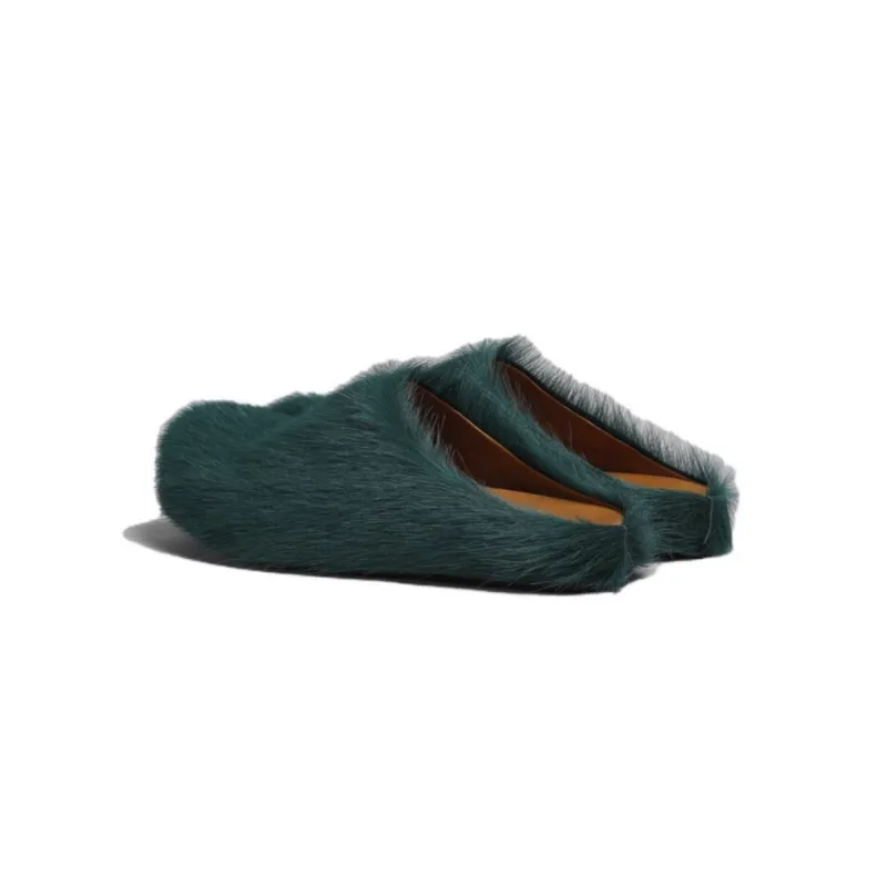 Marni Long hair Calfskin Fussbett Sabot Sea Green SBMR000600P412200V78