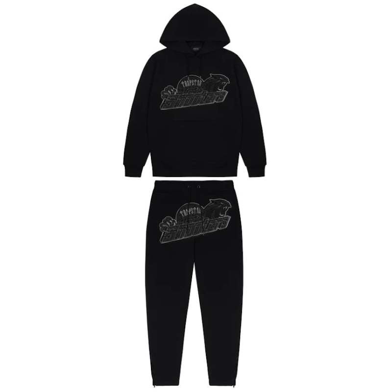 Trapstar Shooters Hoodie Tracksuit Black Monochrome Edition