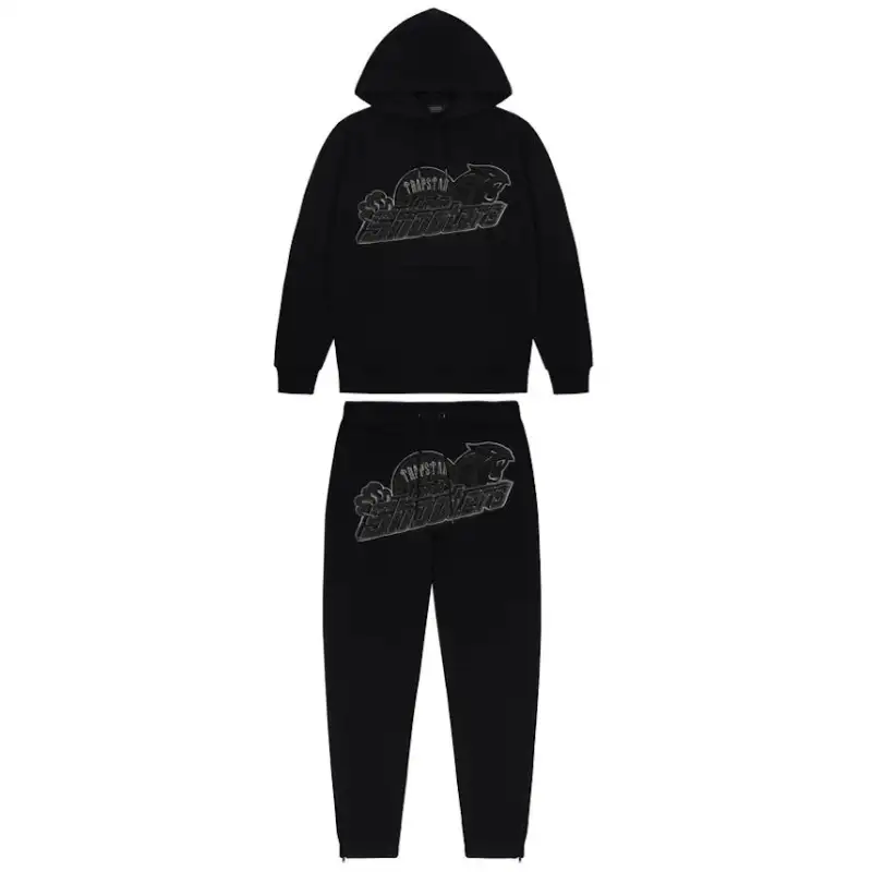 Trapstar Shooters Hoodie Tracksuit Black Monochrome Edition