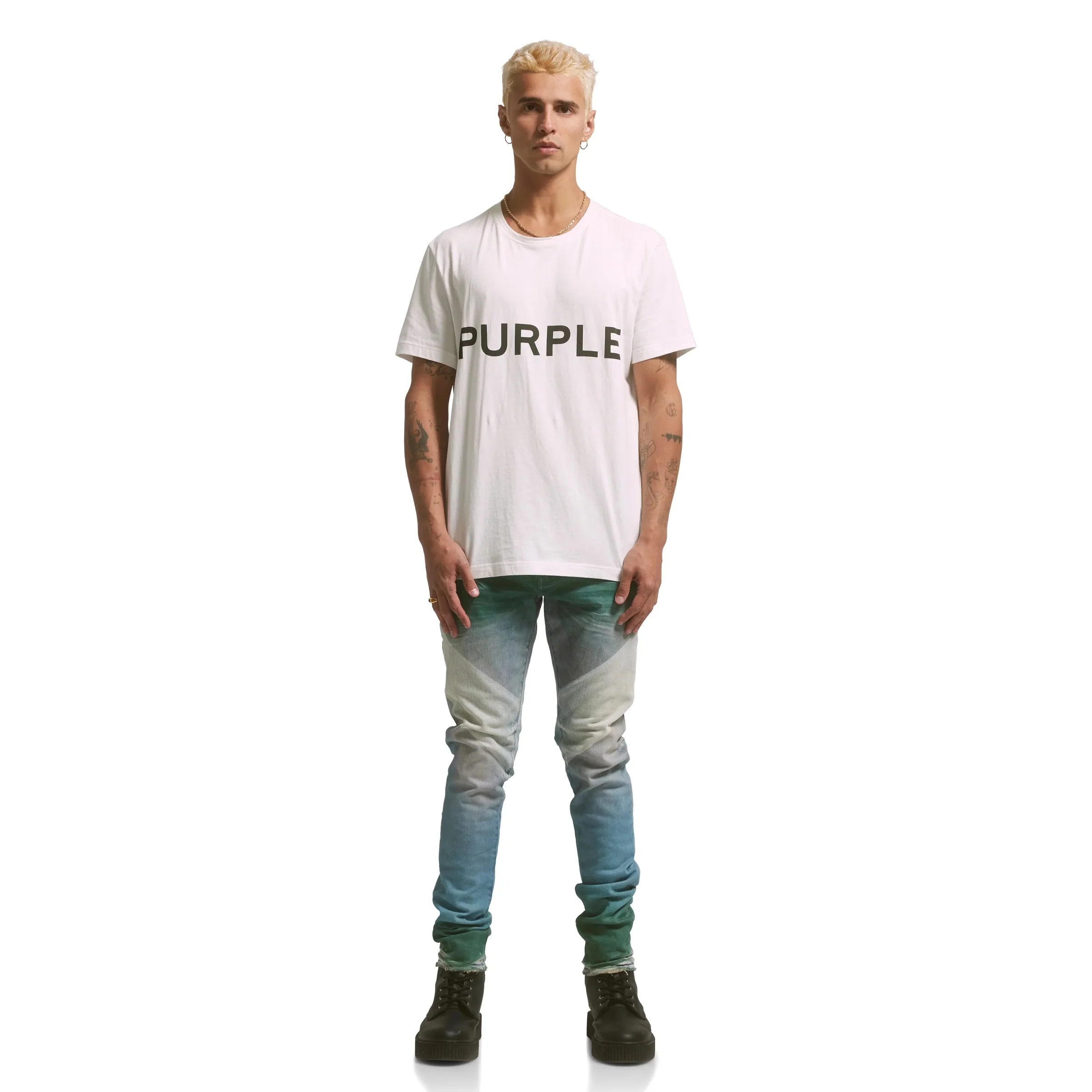 Purple Brand Wordmark Tee White