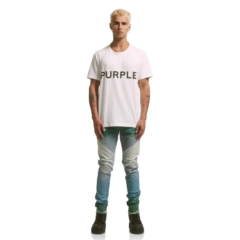 Purple Brand Wordmark Tee White