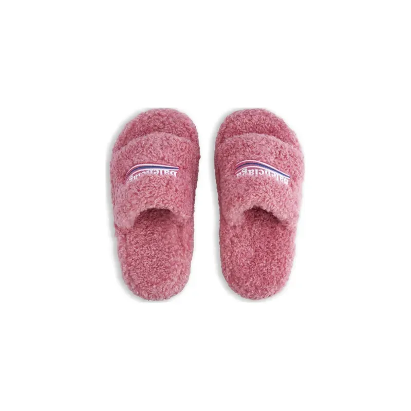 Balenciaga Furry Slide Rose Red
