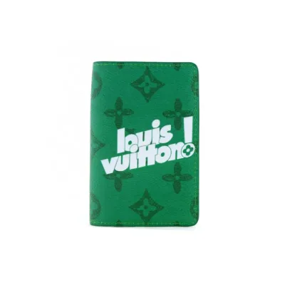 Louis Vuitton Pocket Organizer Monogram Wallet Short Green 01