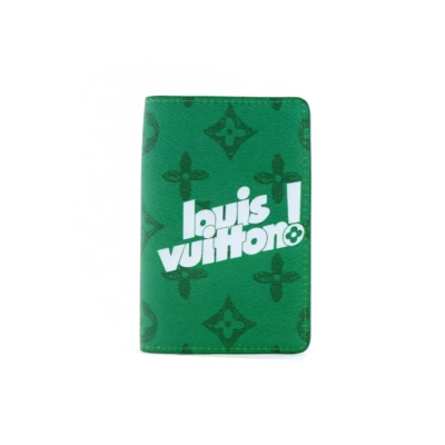 Louis Vuitton Pocket Organizer Monogram Wallet Short Green 01