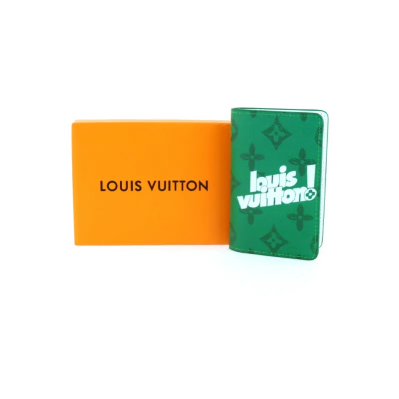 Louis Vuitton Pocket Organizer Monogram Wallet Short Green