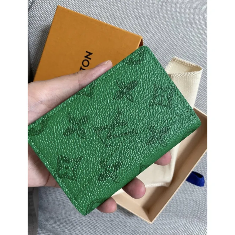 Louis Vuitton Pocket Organizer Monogram Wallet Short Green