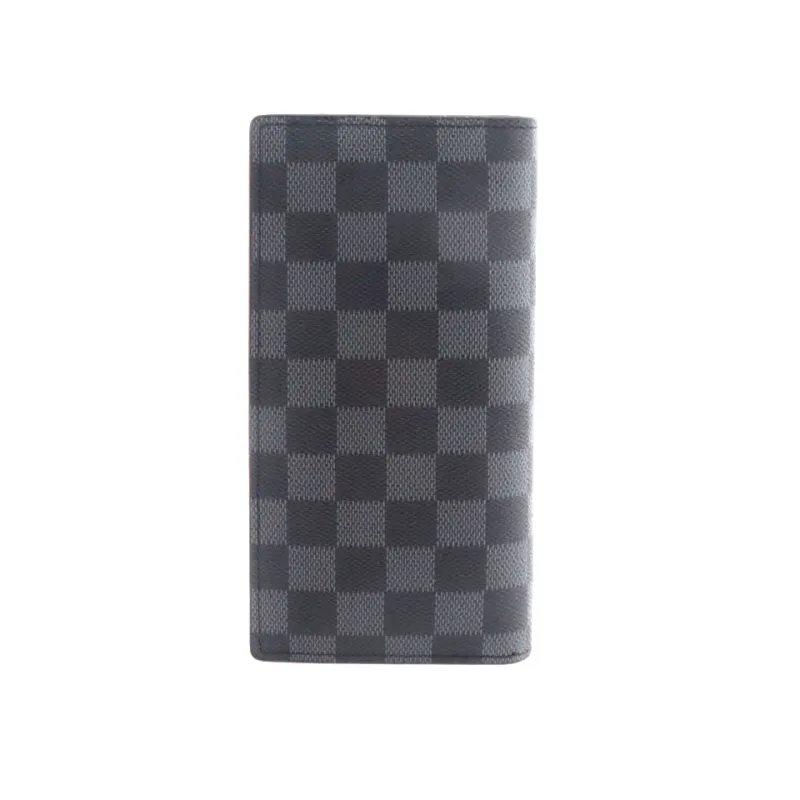 Louis Vuitton Portefeuil Brother Damier Graphite Bi-Fold Long Wallet Leather Black