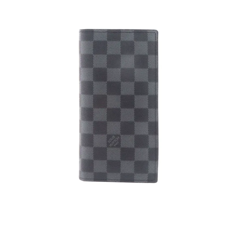 Louis Vuitton Portefeuil Brother Damier Graphite Bi-Fold Long Wallet Leather Black