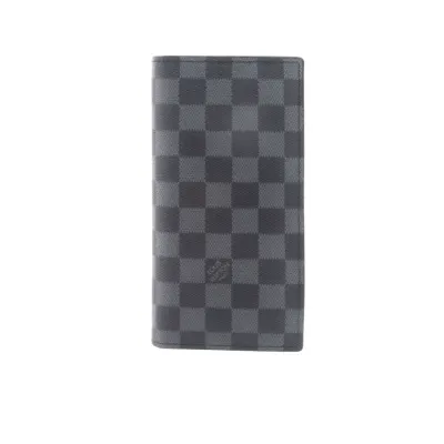 Louis Vuitton Portefeuil Brother Damier Graphite Bi-Fold Long Wallet Leather Black 01
