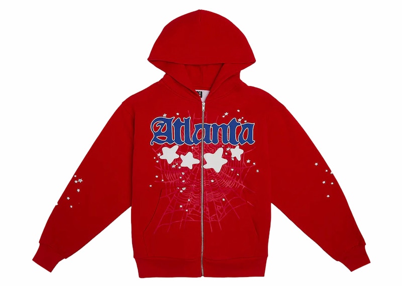 Sp5der Atlanta Zip Up Hoodie Red