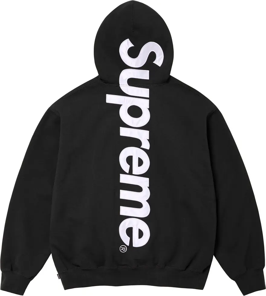 Supreme Satin Applique Hooded Sweatshirt Black