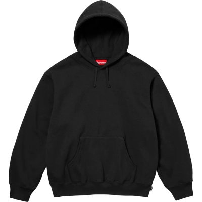 Supreme Satin Applique Hooded Sweatshirt Black 01