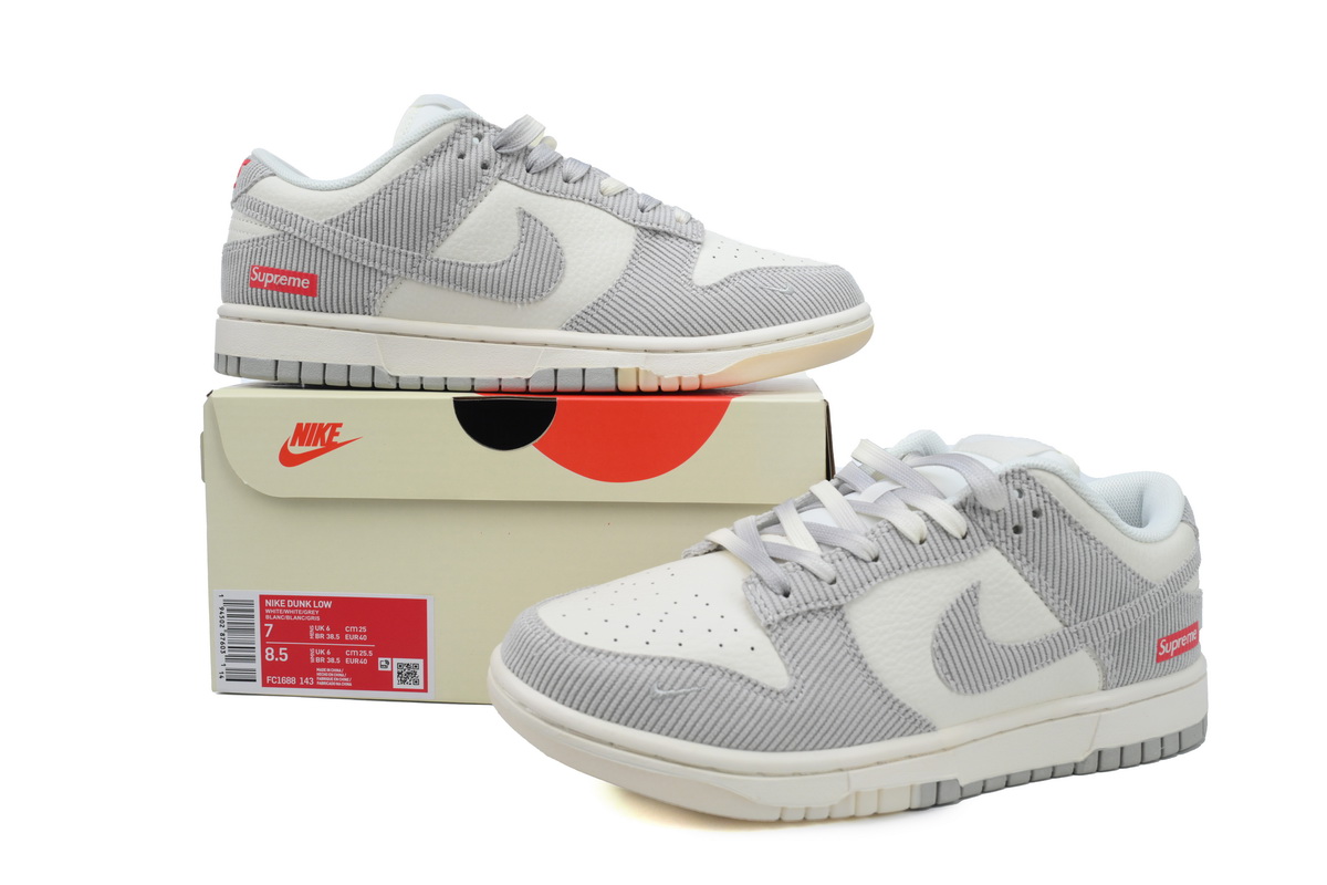 LJR Batch Nike Dunk Low x Supreme White Corduroy Hook FC1688-143