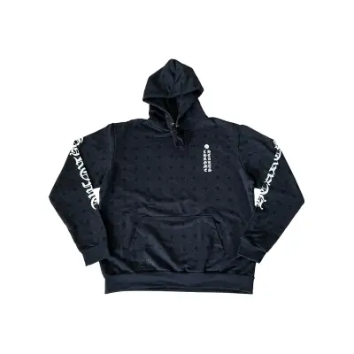 Chrome Hearts Plus Cross Allover Print avec Horseshoe Logo Sweat à capuche Noir 01