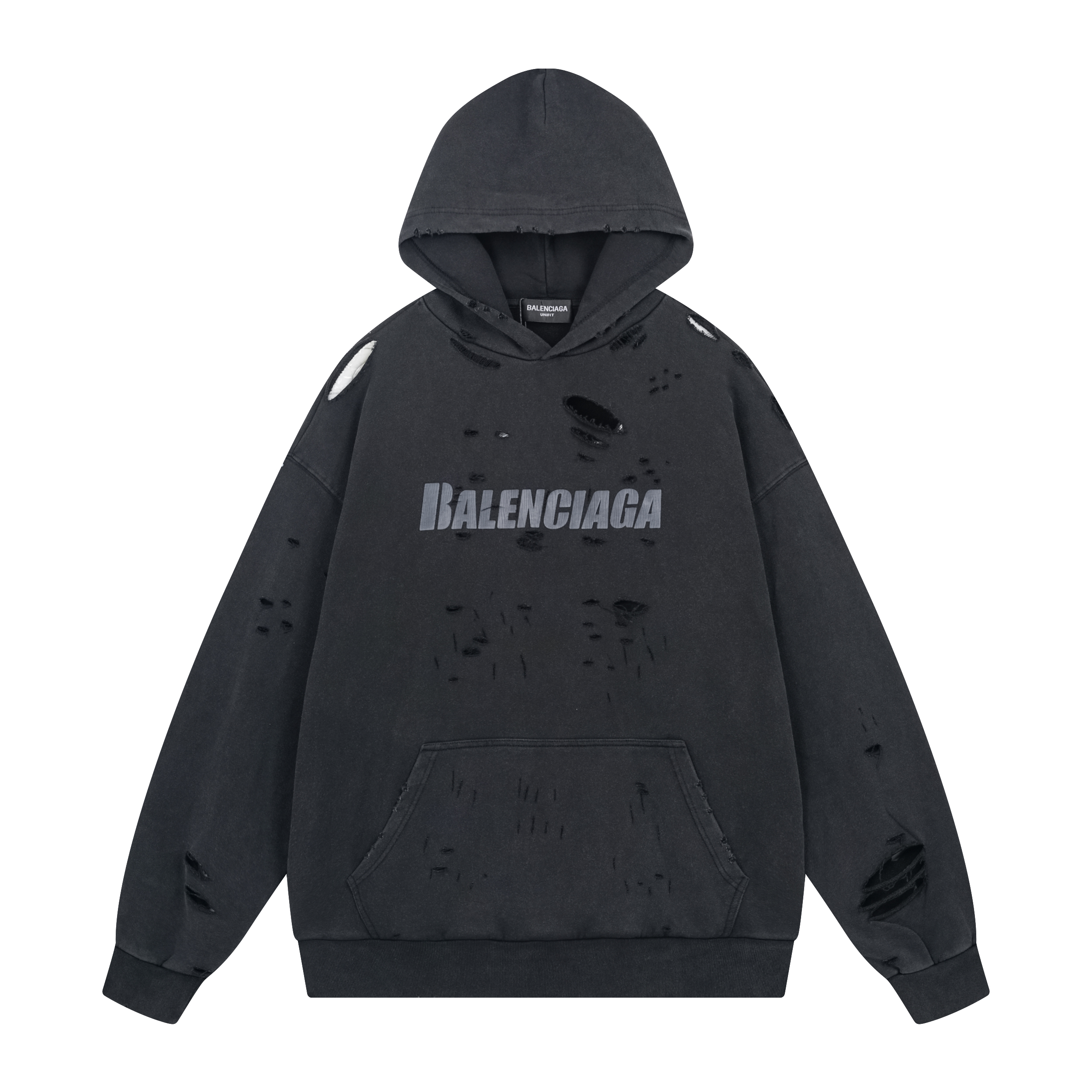 Balenciaga Destroyed logo cotton jersey hoodie
