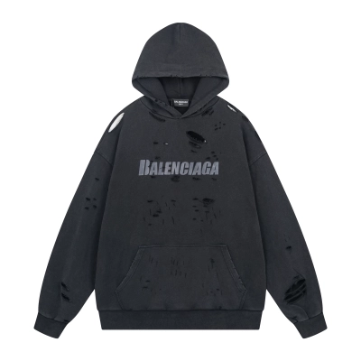 Balenciaga Destroyed logo cotton jersey hoodie 01