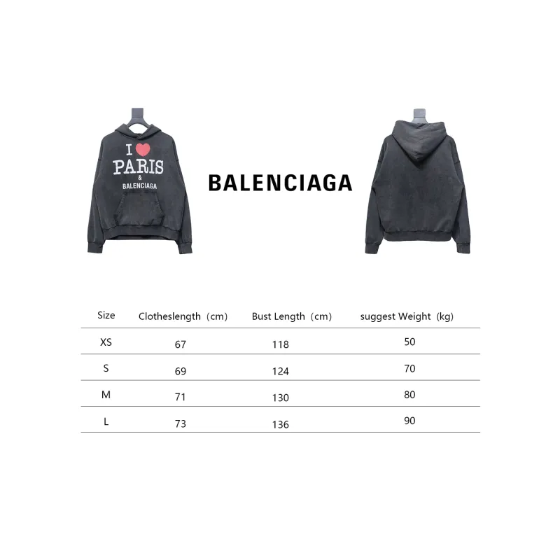 I Love Paris & Balenciaga Cropped Hoodie Oversized in faded black curly fleece