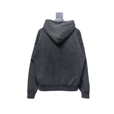 I Love Paris & Balenciaga Cropped Hoodie Oversized in faded black curly fleece 02