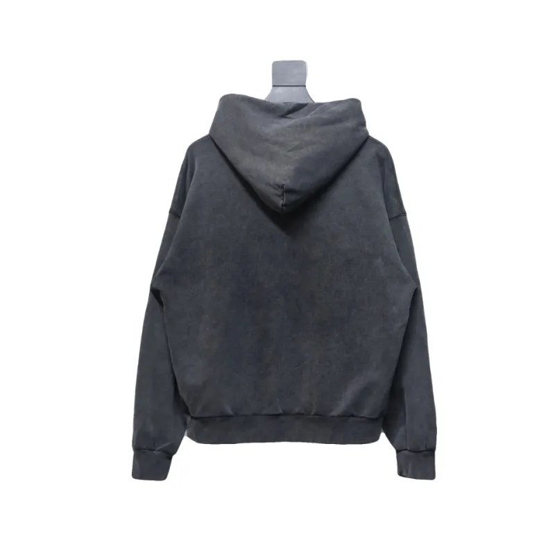 I Love Paris & Balenciaga Cropped Hoodie Oversized in faded black curly fleece