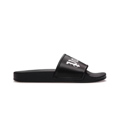 Palm Angels Logo Platform Slides Black White 02